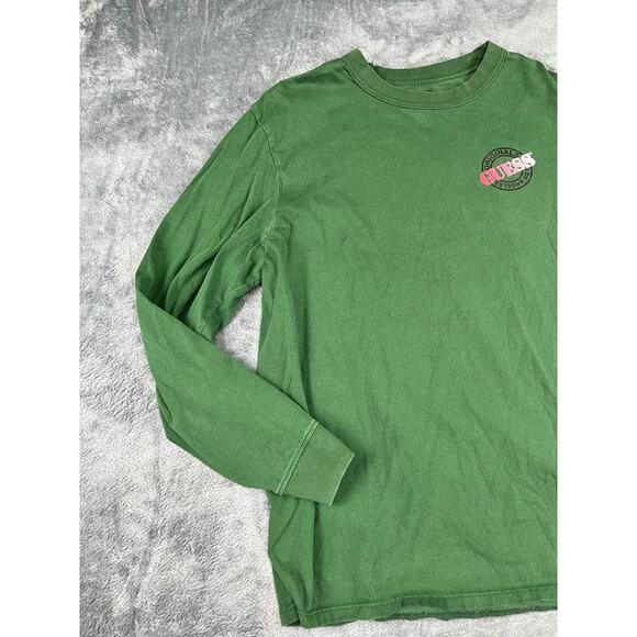Men’s Green Guess Long-Sleeve Logo Tee L – Excellent Condition - Picture 6 of 10
